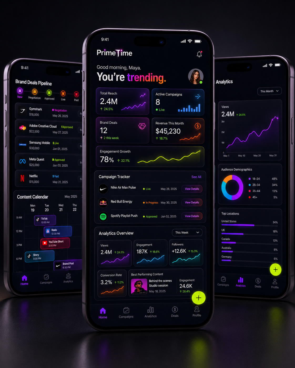 PrimeTime mobile app mockup